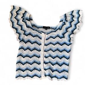 Broadway Crochet Chevron Knit Top Women’s Size 38 Multicolor